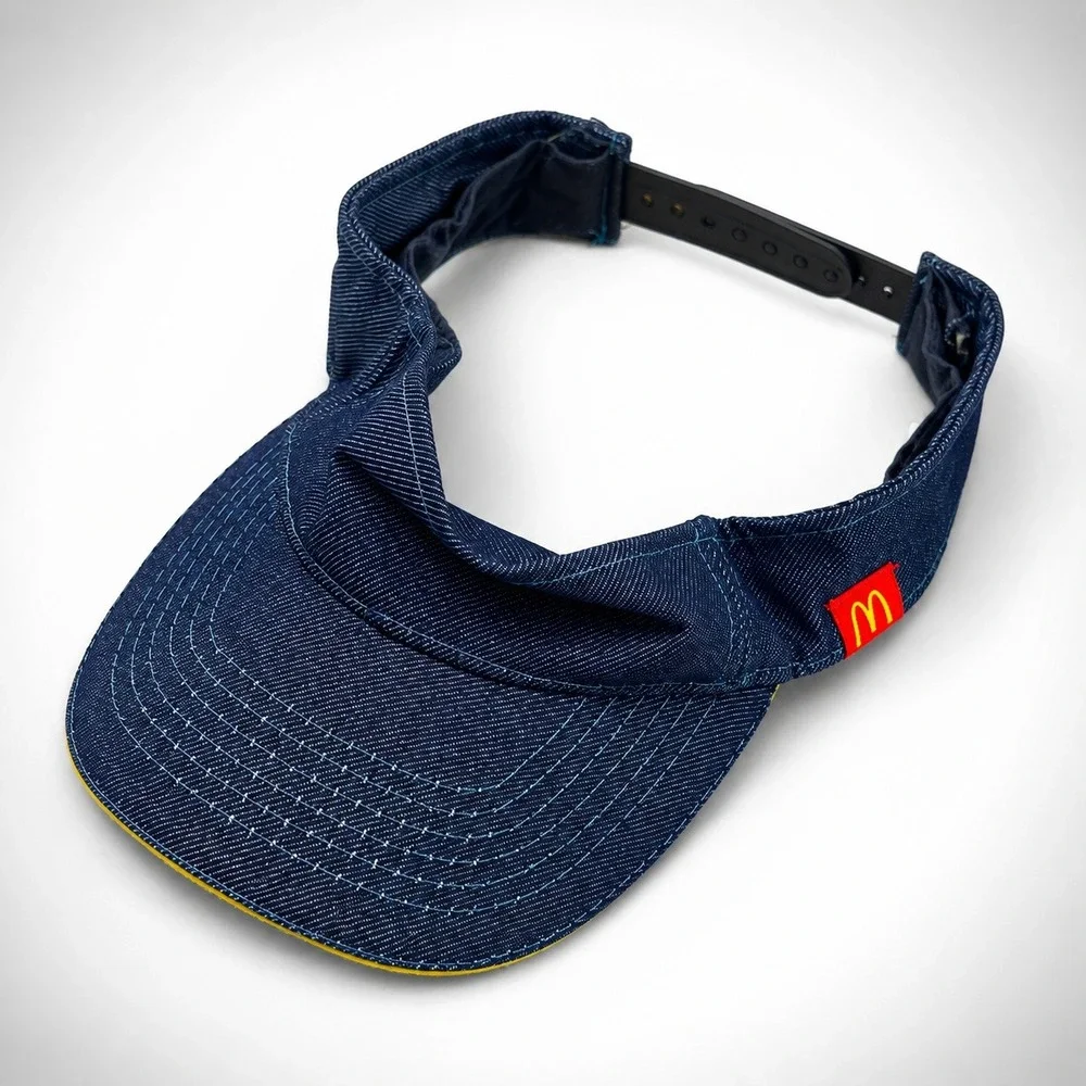 mcdonalds unisex visor hat promotional denim twill navy blue adjustable osfm
